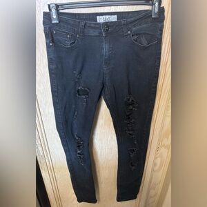 UWD Charcoal Black Distressed Skinny Jeans Mid Rise